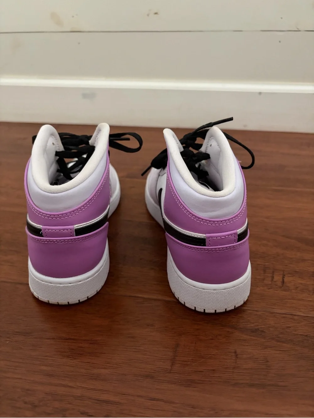 Jordan Kids' Sneakers - White & Lavender with Black Swoosh